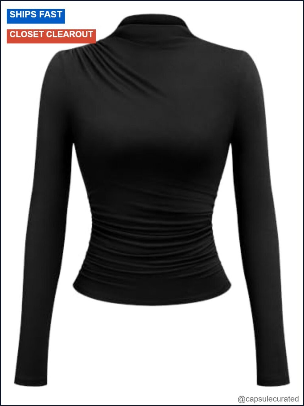 Long Sleeve Mock Neck Ruched Tops Business Casual Work Blouses Fitted Dressy